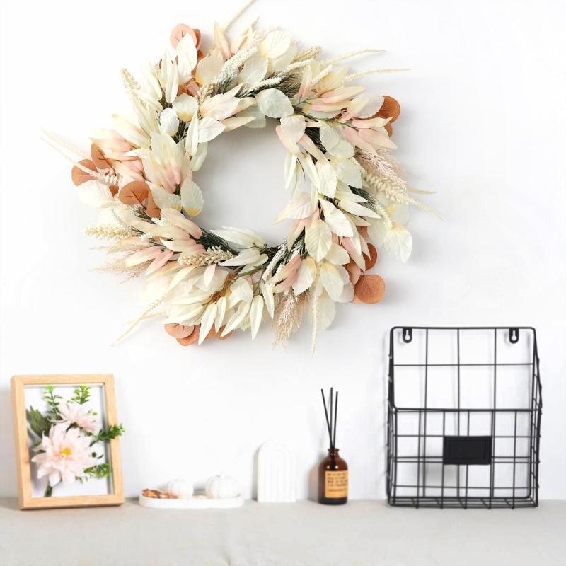 Artificial Ear of Rice Wreath Thanksgiving Holiday Wreath Artificial Flower Wreath for Door Hallway Garden Farmhouses
