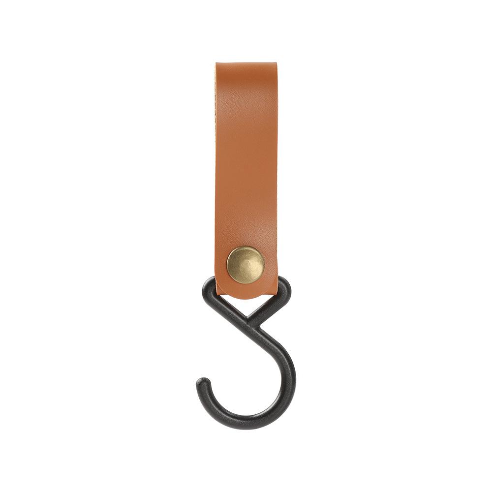 Portable Outdoor Hooks  Camping S-shaped Leather Storage Hooks  Keychains  PU Hanging Hooks  Triangular Storage Rack Hooks