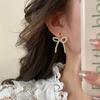 Elegant and Cute Women's Earrings Dainty Imitation Pearls Bowknot Studs Ornament