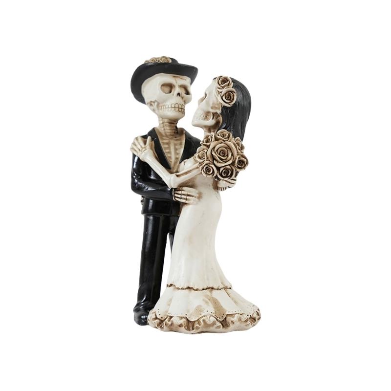 Skeleton Couple Figurine - Romantic Gothic Halloween Decor Resin Statue for Home, Desk, Yard, Party & Day of the Dead
