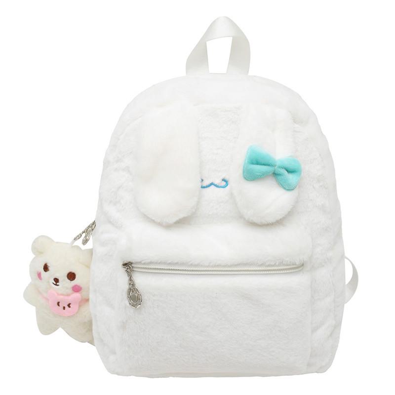 Schoolbag Korean Fashion Solid Color Japanese Cartoon Casual Versatile Plush Backpack Cute Girl Heart Simple Atmosphere Bag