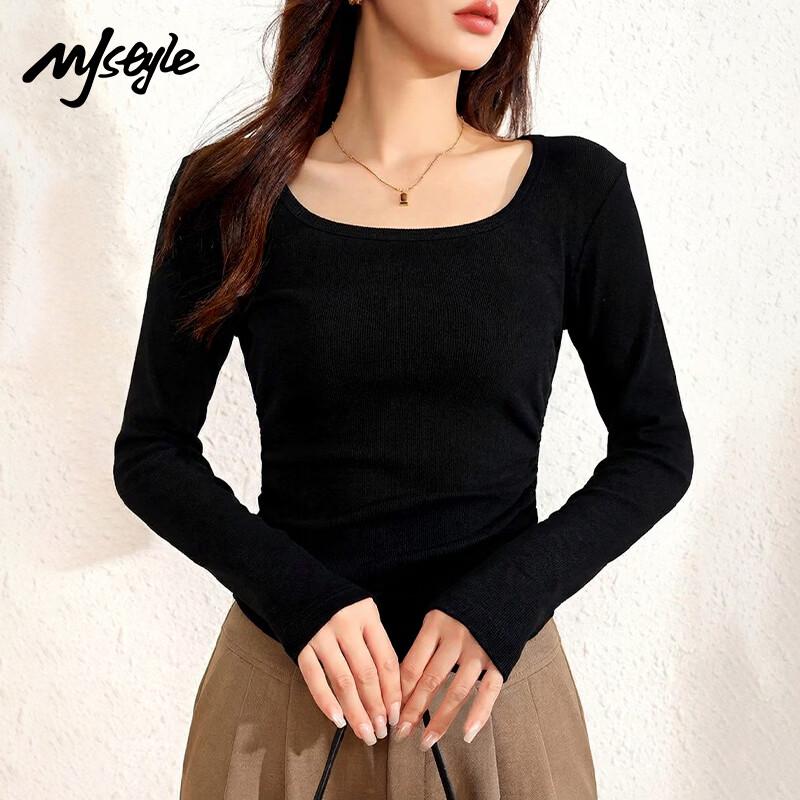MJ STYLE Women s Square Neck Slim Fit T-shirt L