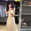 Summer New French V-neck Floral Dress, Femininity, Advanced Sense of Vacation Style, Waist and Thin A-word Long Skirt