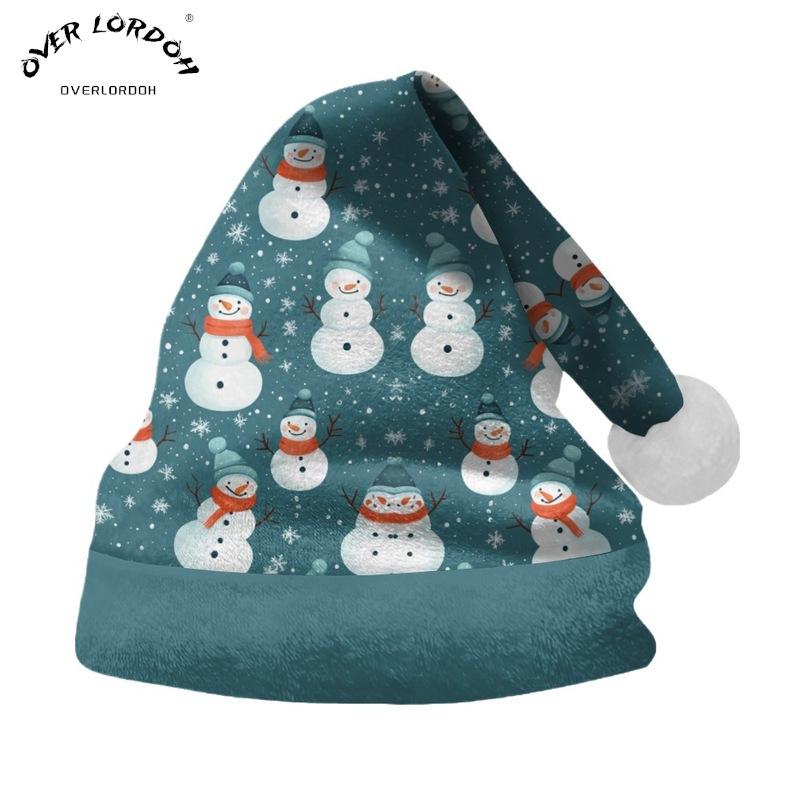 2024 Christmas Short Plush Santa Claus Hat for Adults & Kids - DIY Printed Ornaments