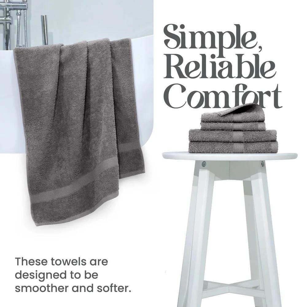 6-Piece Towel Set 600 GSM 100% Cotton Ultra Absorbent Soft Daily Use Bath Towels Hand Towels Washcloths Quick Dry Machine