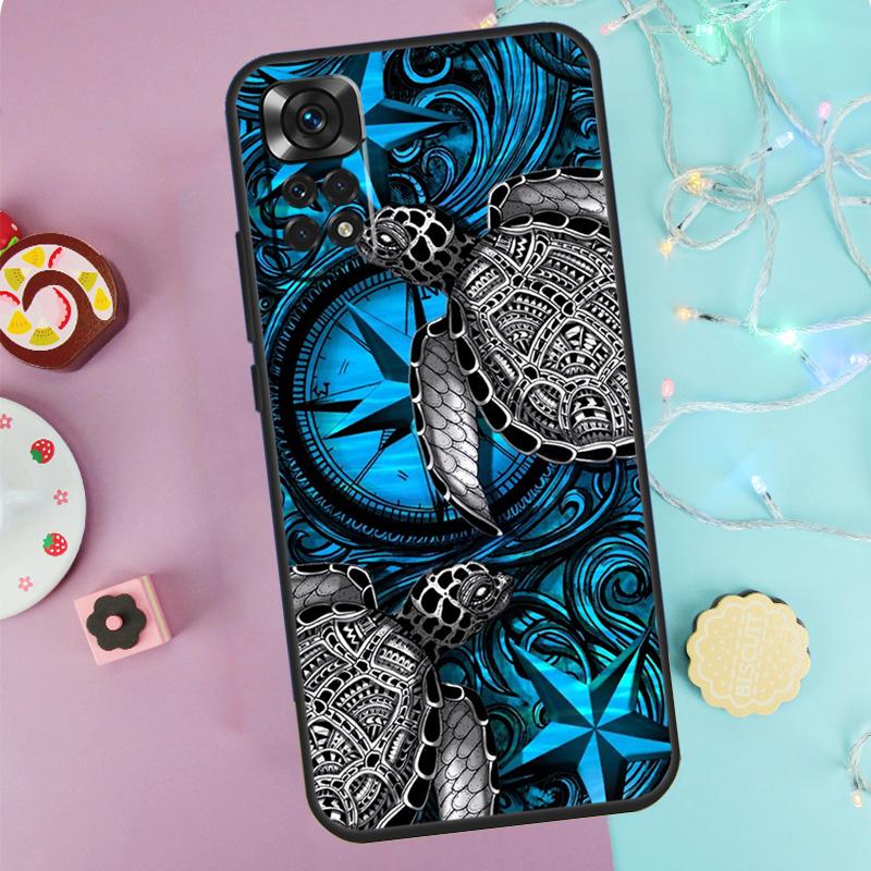 Sailing Compass Nautical Sea Turtle Case For Xiaomi Redmi Note 13 Pro 14 9 10 11 12 9S 10S 11S 12S Redmi 14C 10C 12C 13C Cover