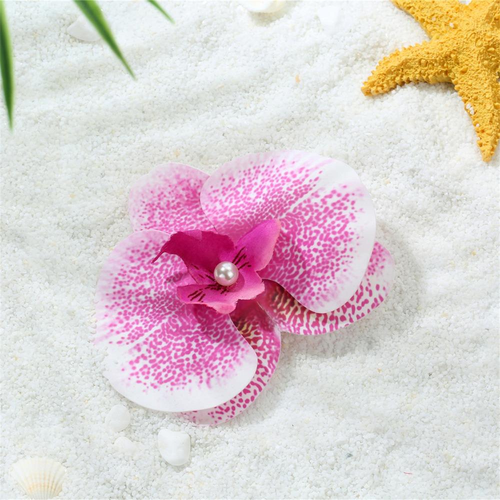 Korean Style Orchid Flower Hairpin Pearl Duckbill Clip Elegant Seaside Vacation Headwear  Daily