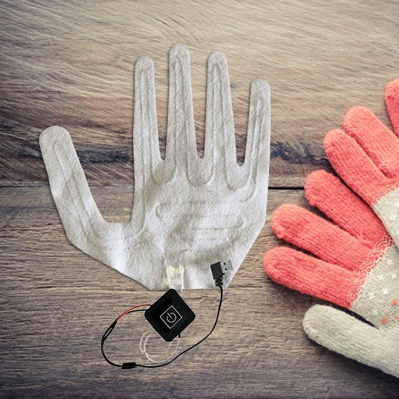 Heated Gloves Usb Gloves Winter Warm Five-Finger Heating Gloves Pad Electric Heating Film Glove Heating Sheet With Switch