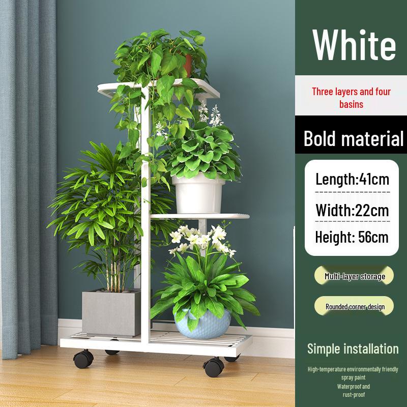 Wrought Iron Multi-layer Flower Stand Shelf for Indoor and Balcony Plant Display