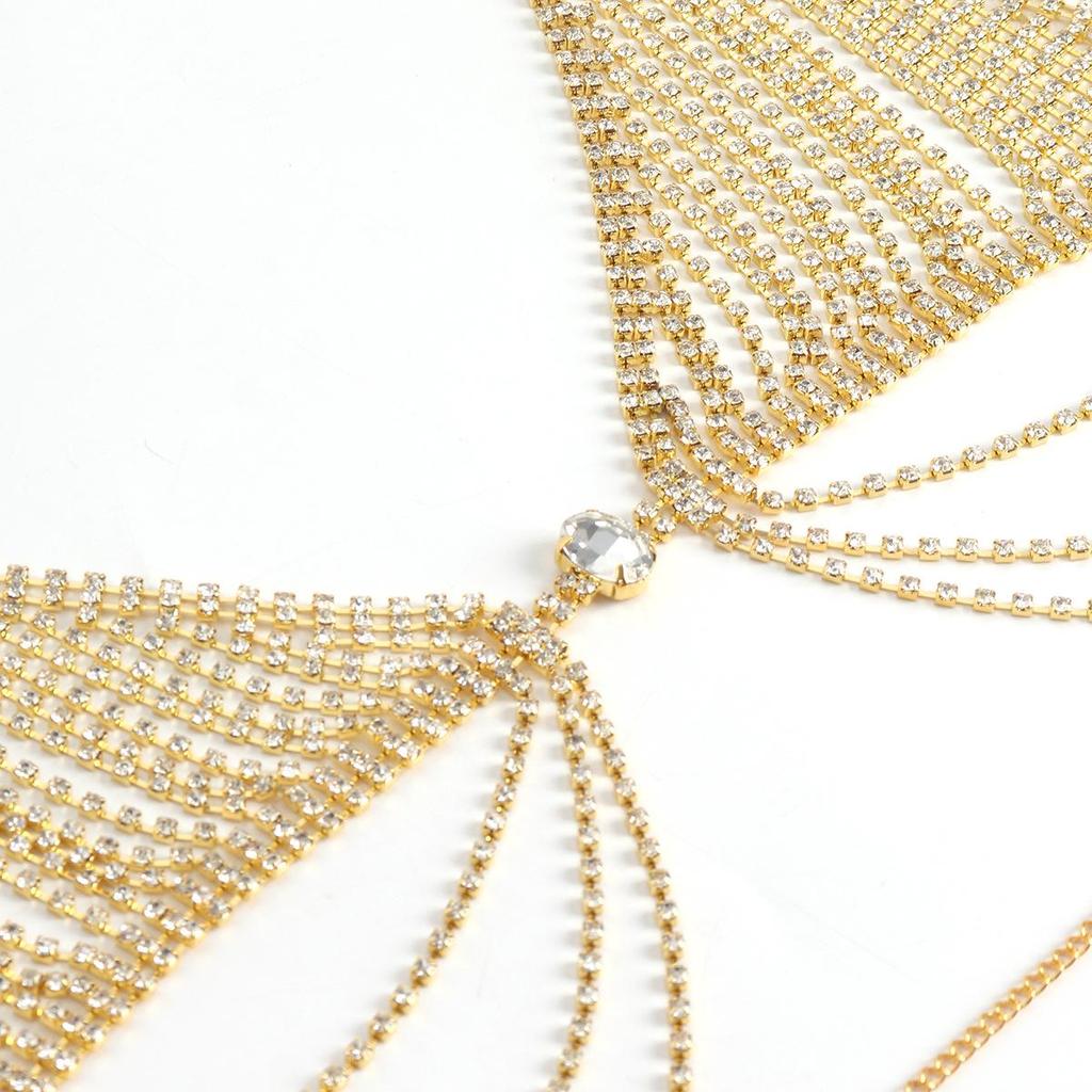Rhinestone Tassel Bikini Bra Body Chain - Women's Nightclub Fashion