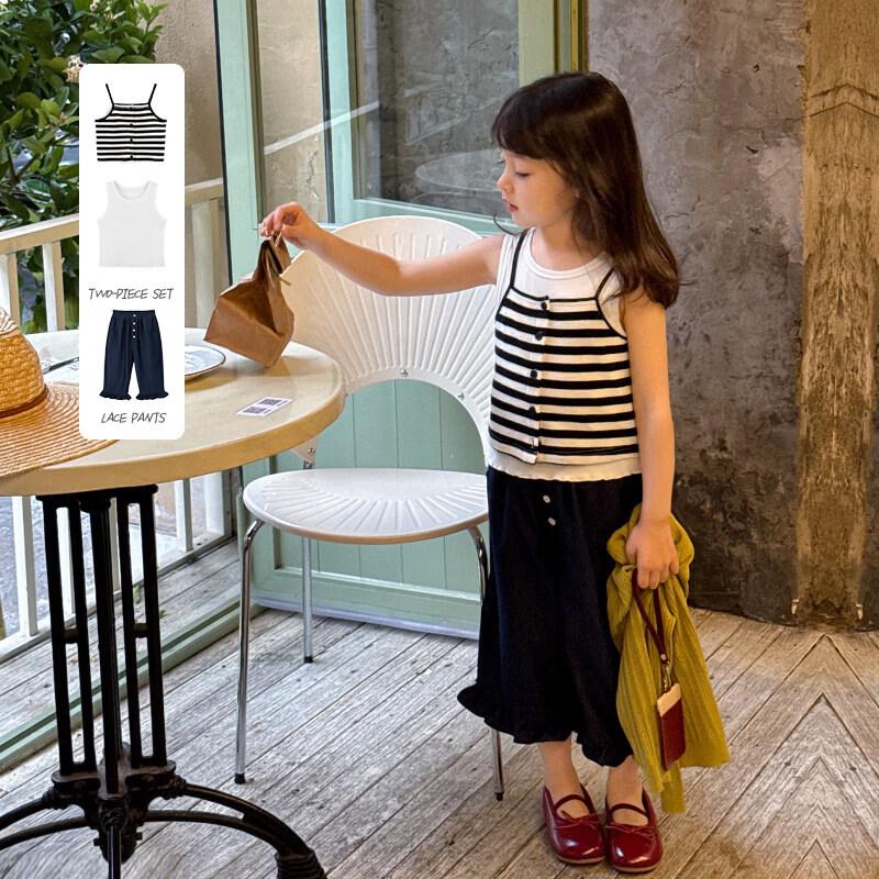 

SEVEN BOBI Girls Striped Vest & Lace Denim Pants 140 cm