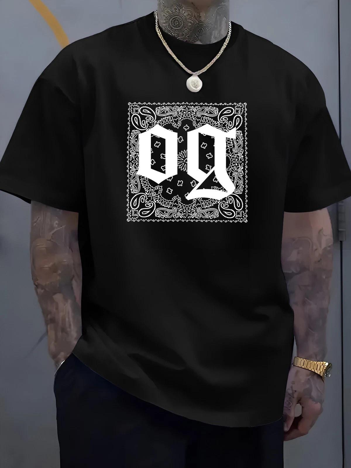Men s OG Bandana Graphic T-Shirt Streetwear Casual Crew Neck Tee XXL