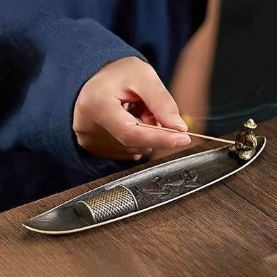 Home Indoor Sandalwood Incense Insert Fashionable Small Boat Incense Burner Fishing Old Man Style Incense Burner Incense 7