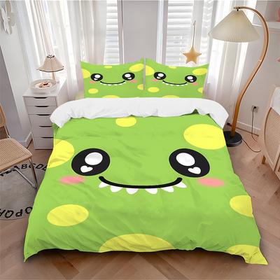 3pcs Set Cute Monster 1 Quilt Cover + 2 Pillowcases, All Seasons Bedroom Setting, Perfect for Home and Dorm Decor A147