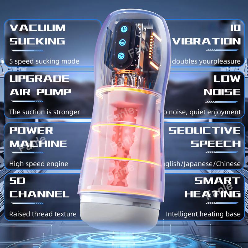 Male Masturbator Automatic Sucking Vibration Blowjob Machine Heating Pussy Penis Pump Masturbation Cup Sex Toys for Men Supplies