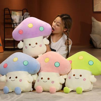 Colored Mushroom Throw Pillow Plush Toy Office Autumn and Winter Student Dual-purpose Hand Warmer Covering Cushion Rag Doll