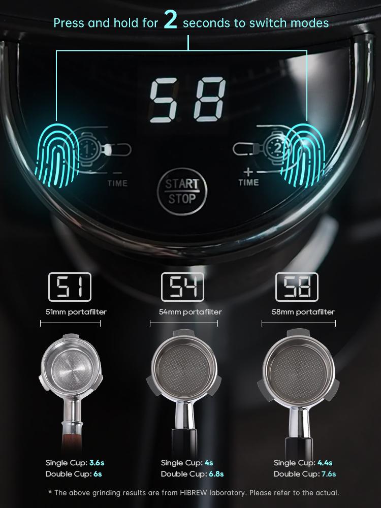 HiBREW G3 Elektrische Kaffeemühle, 34-stufige Skala, 210g Bohnenbehälter, 100g Pulverbehälter, 48mm konisches Mahlwerk, Antistatik-Funktion, Manueller/Automatik-Modus