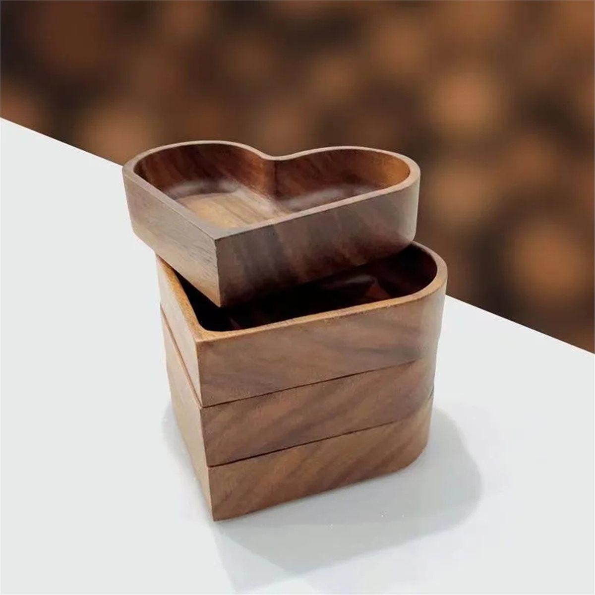 

2026 New 4pcs Solid Wood Candy Tray Natural Walnut Serving Platter Stackable Nut Bowl Heart Shape Dessert Storage Box China Mainland