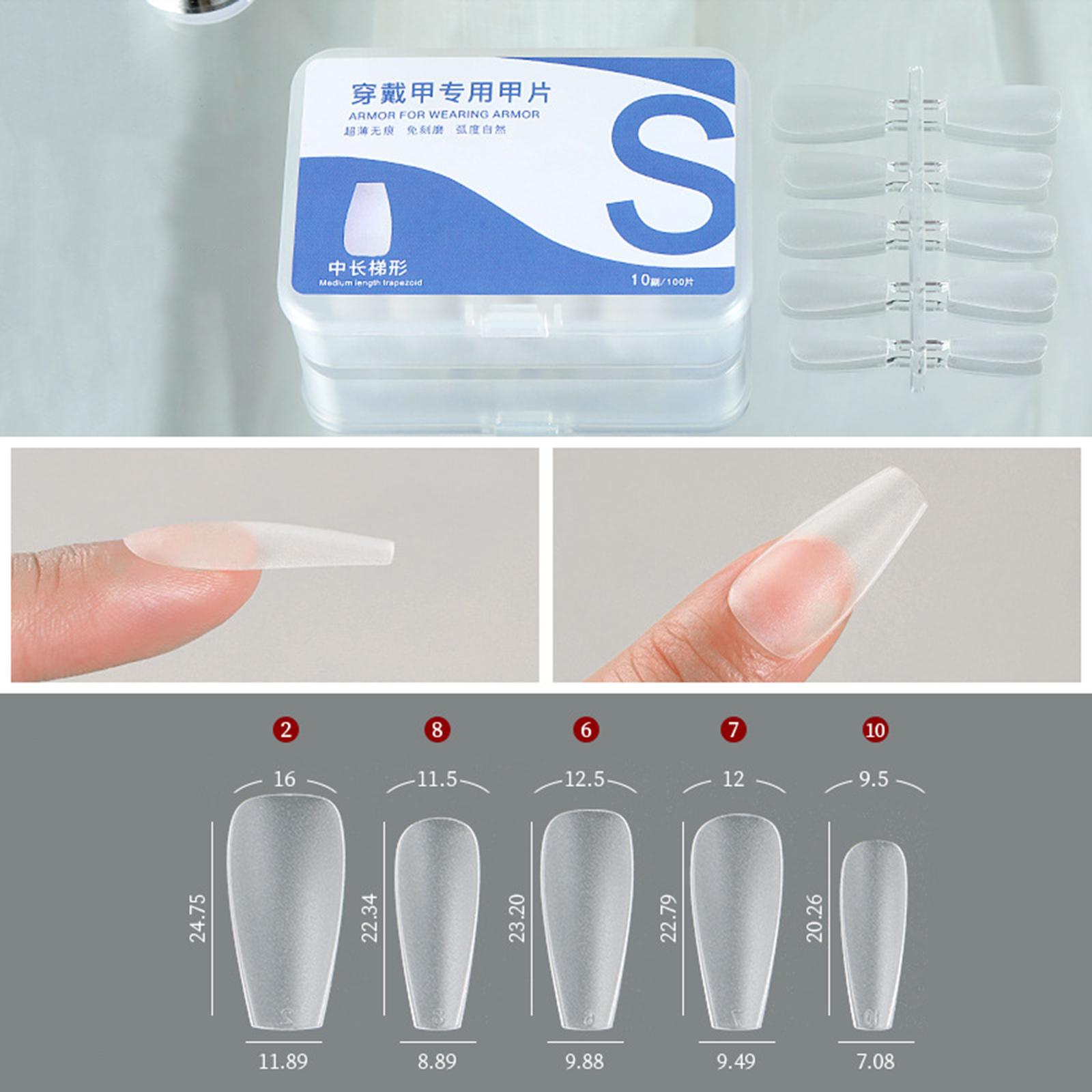 

100 шт. акриловых типсов для ногтей, накладные ногти в форме гроба, полное покрытие, ногти в форме балерины, 9 размеров, искусственные накладные ногти с прозрачной коробкой 49