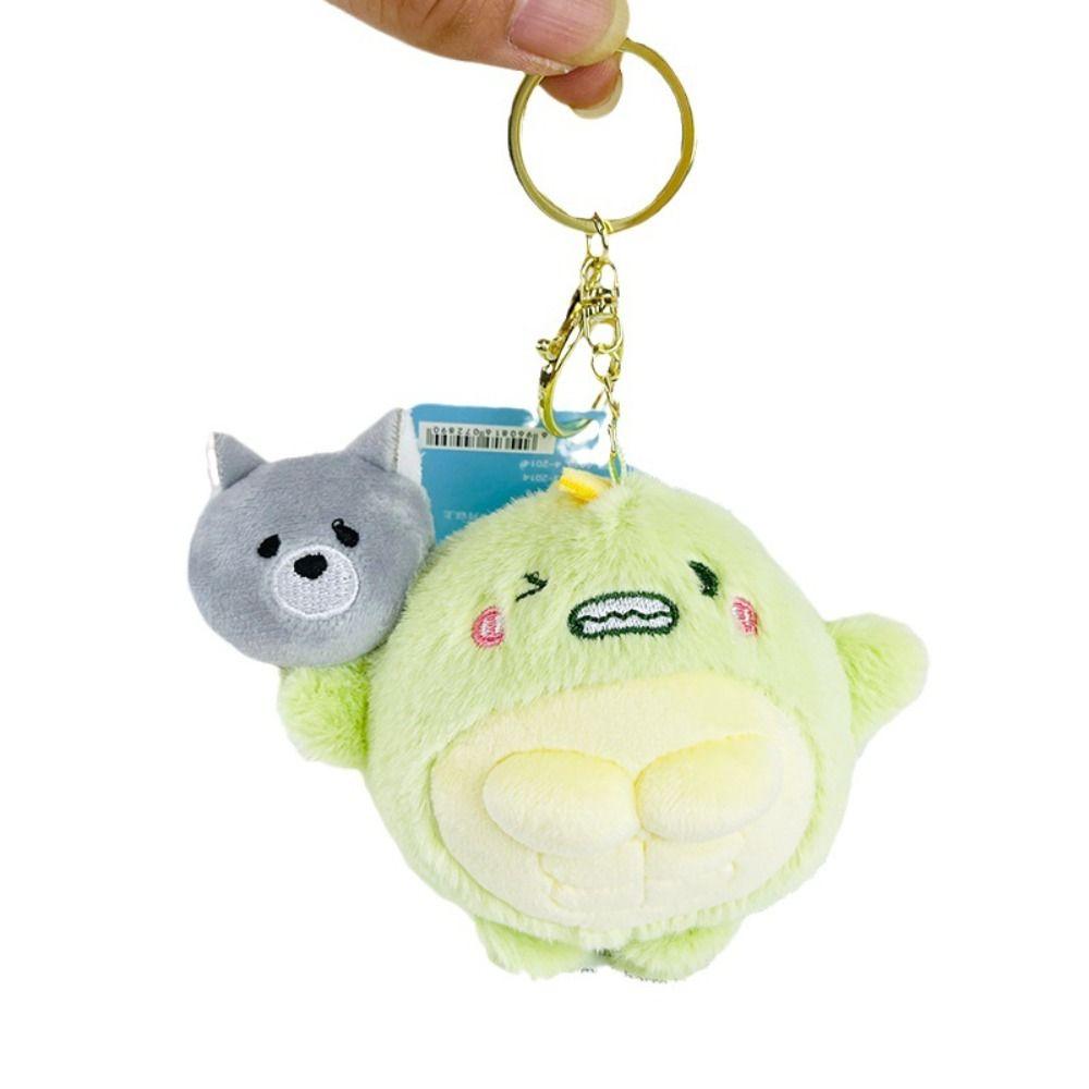 Cartoon Green Dinosaur Doll Pendant Green Dinosaur Dinosaur Wolf Plush Keyring Children
