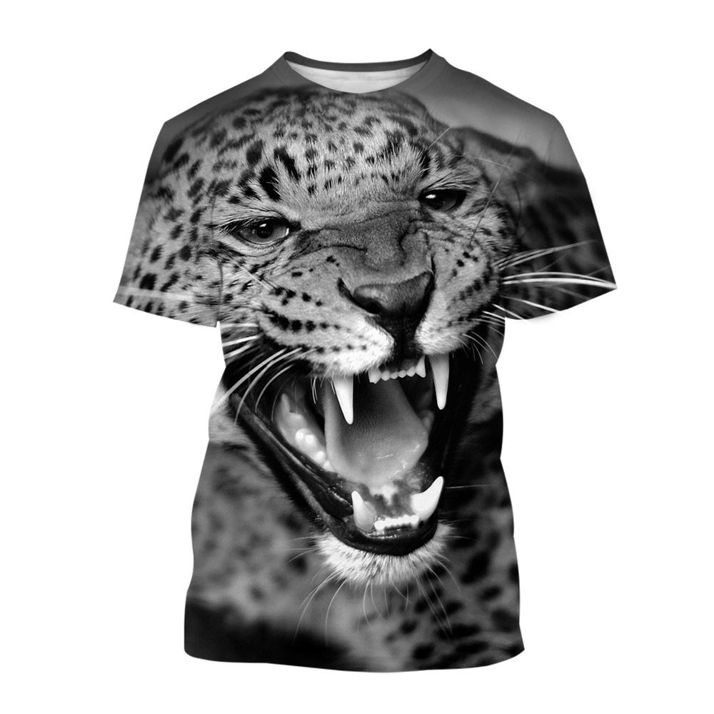 Tricouri Noi cu Imprimeu Leopard Pentru Bărbați și Femei Trend Hip Hop Punk Tricouri Streetwear Oversized Largi Casual cu Gât Rotund Mânecă Scurtă