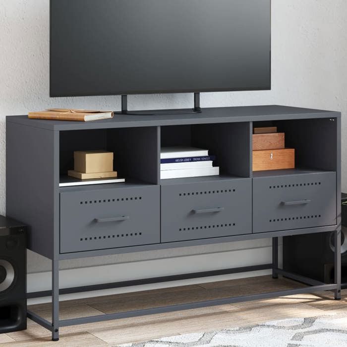 VidaXL TV Cabinet Anthracite 100.5x39x60.5 Cm Steel, TV Stand, TV Buffet, Multimedia Cabinet, TV Bench, Hi-fi Cabinet, Center 846544