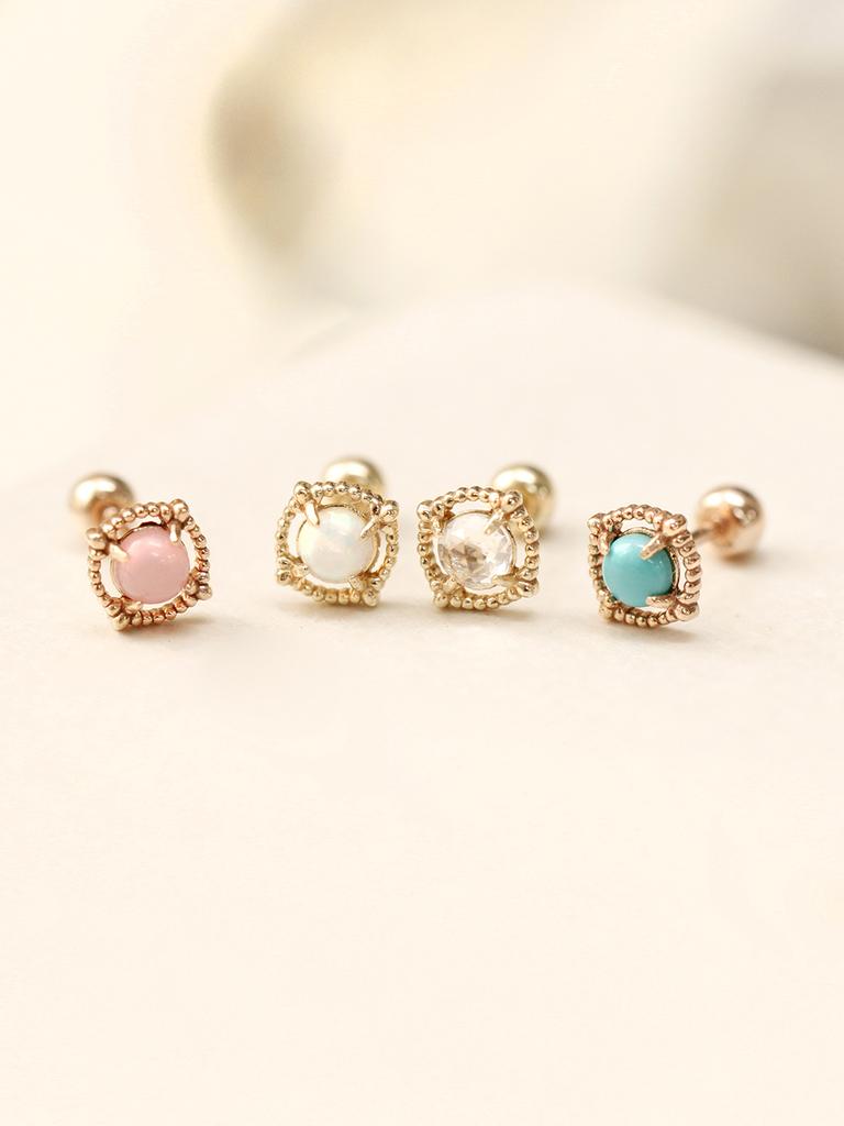 Minimalpiercing 14K Internal Antique Rose Cut Gemstone Labret Piercing