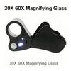 30X 60X Jewelers Loupe Magnifier Foldable Jewelry Magnifier Compact Magnifying Glass with ED Light Jewelry Loupe Magnifier
