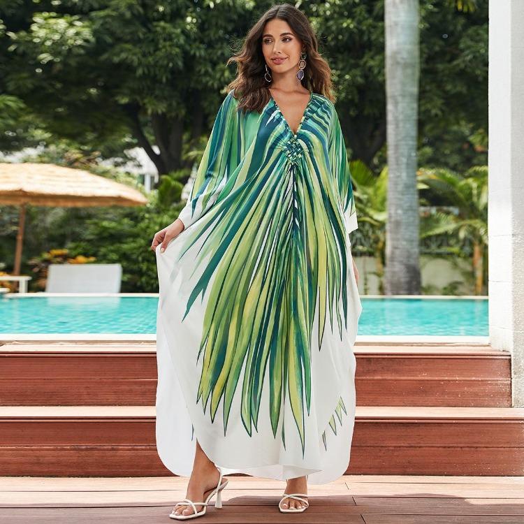 Beach Vacation Women Summer Kaftans Maxi Dresses Printed Cover Ups Swimwear Big Sales Factory Supply Bathing Suits