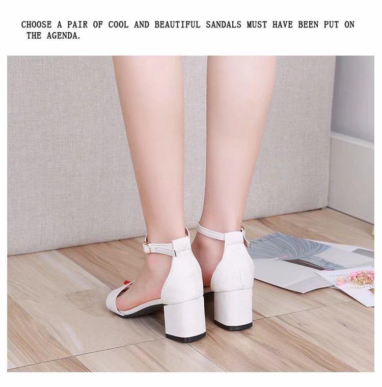 2023 Spring Women's Chunky Heel Sandals – Simple, Casual, Sexy Round Toe with Single Strap