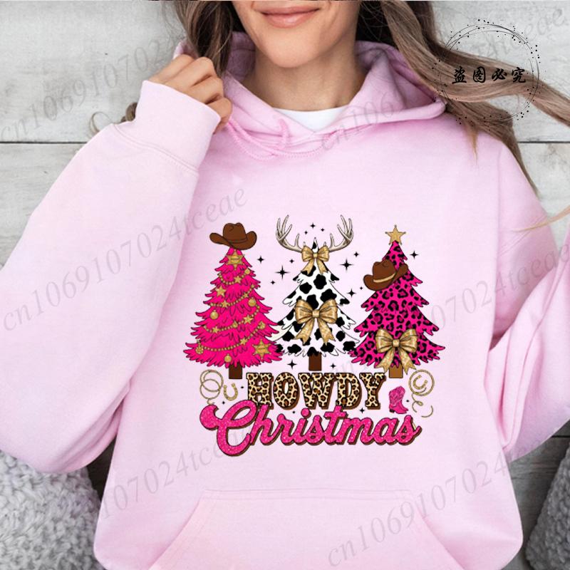 

Christmas Trees Print Daily Women Men Hoodies Loose Classic Long Sleeve Hoodies Leopard Print Christmas Tree Sweatshirts Tops 3XL