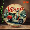 2D Flat, 2D Flat Retro Vesna Scooter Metal Wall Art - Vintage Aluminum Tin Sign, 19.69x19.69inch, Easy to Install, Perfect for B