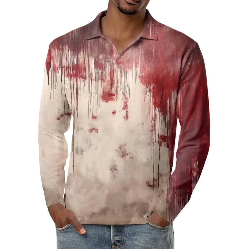 Men's Casual Retro Small V-neck Long-sleeved Top