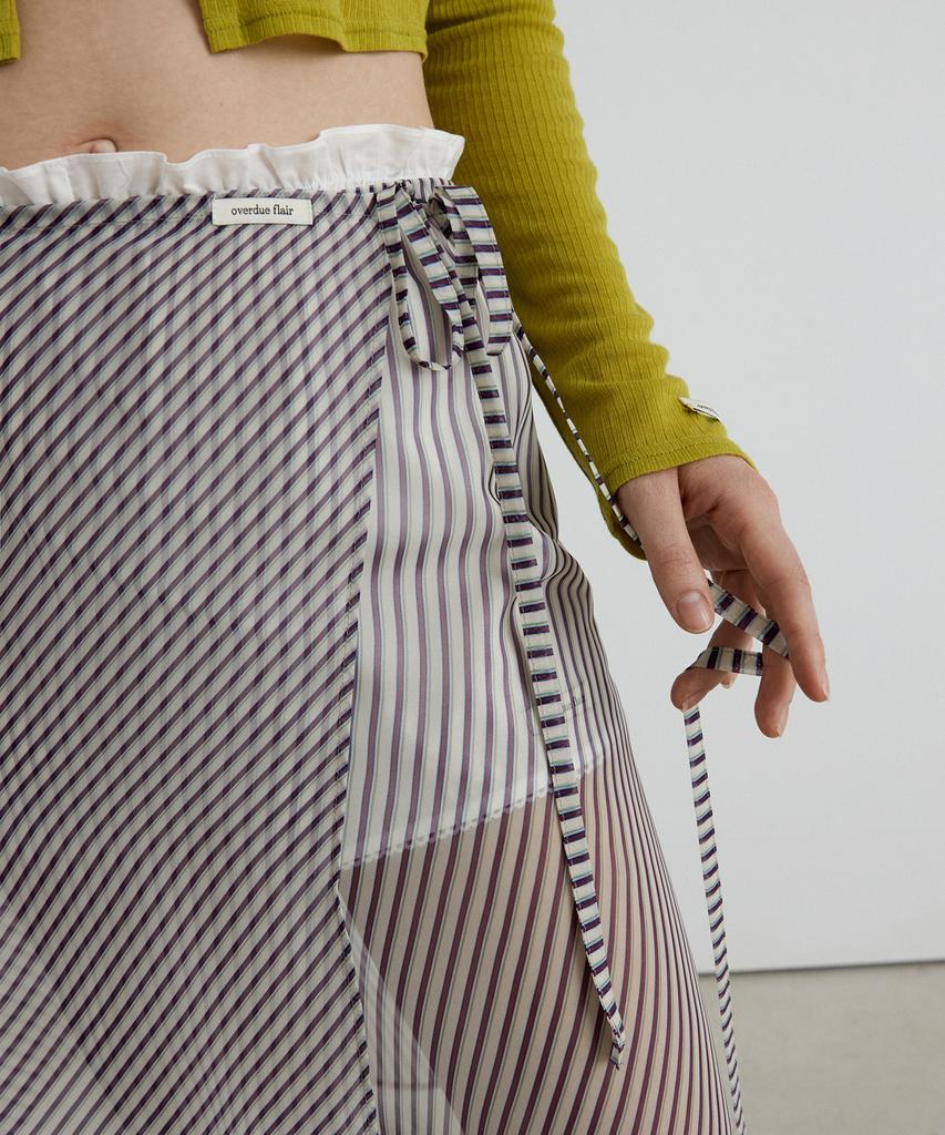 Obeodyupeulleeo Stripe Wrap Skirt_Navy