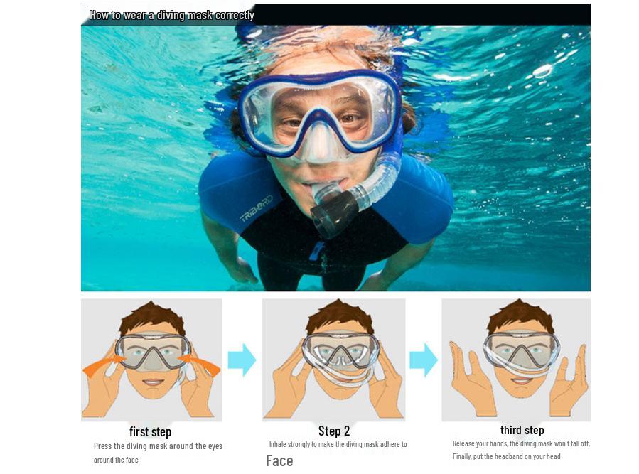 Adult Large Frame Silicone Diving and Snorkeling Goggles