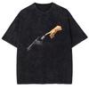 Washed Divine Move Print 100%Cotton Trendy Men Women T-shirt Summer Autumn Daily Outdoor Sports Casual Loose Street Short Sleeve