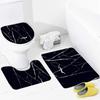 Black Marble Shower Curtain Set White Lines Cracked Pattern Modern Geometric Bathroom Decor Non-Slip Rug Bath Mats Toilet Cover