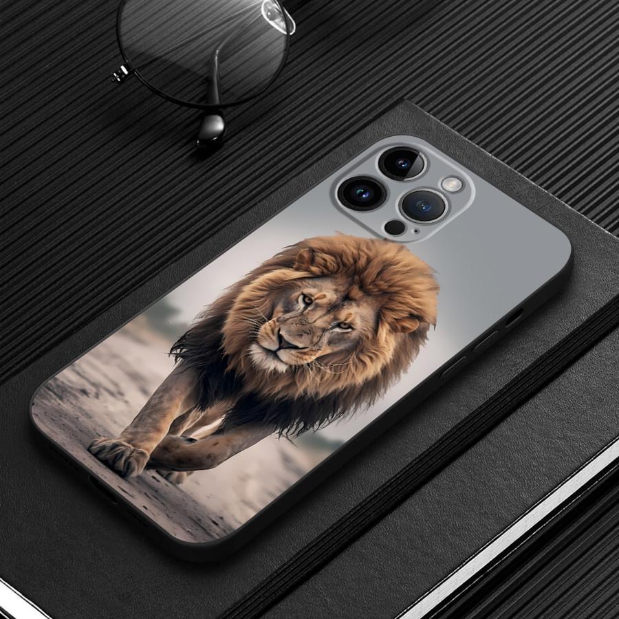Leeuw Zwart Zachte Telefoonhoesje voor iPhone 7 8 13 12 11 17 Pro Max XS Max XR 15 16 14 Plus 17Air iPhone 12