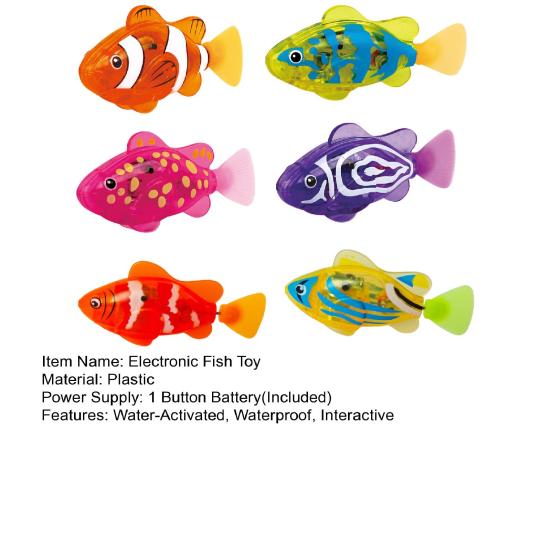 4/6 Pièces Jouet Poisson Électronique Activé par l'Eau, Poisson de Nage Robotique Imperméable avec Lumière LED, Jouet Poisson Interactif Lumineux pour Baignoire, Piscine, Aquarium