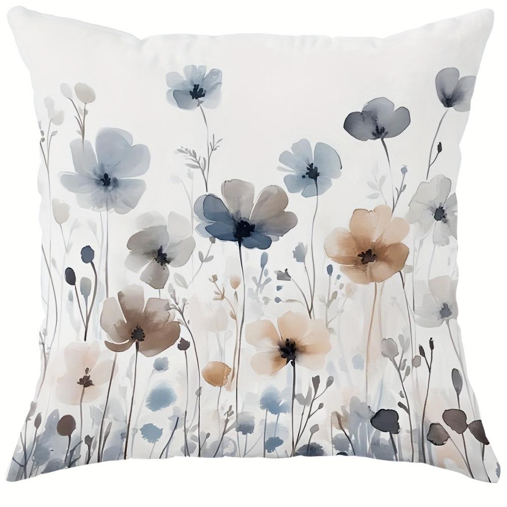 

1pcs pillow case, hello spring and floral print pillowcase, living room sofa chair cushion cover, bedroom room decoration 16x16Inch