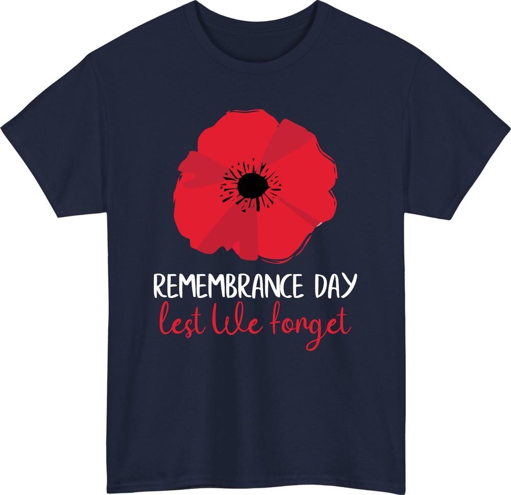 Remembrance Day Poppy TShirt Patriotic Honor Shirt Red Poppy Flower Veteran Tee S