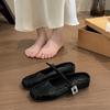 With skirt French Mary Jane single shoes women's 2025 spring and autumn new one-word buckle with retro versatile soft bottom bag head drag