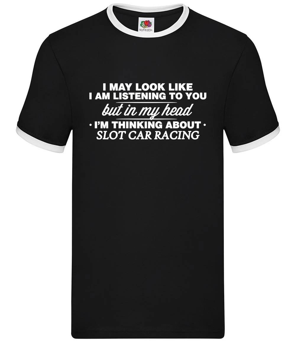 My Head I m Slot Car Racing - Mens Ringer - Slotcar Race Driving XL