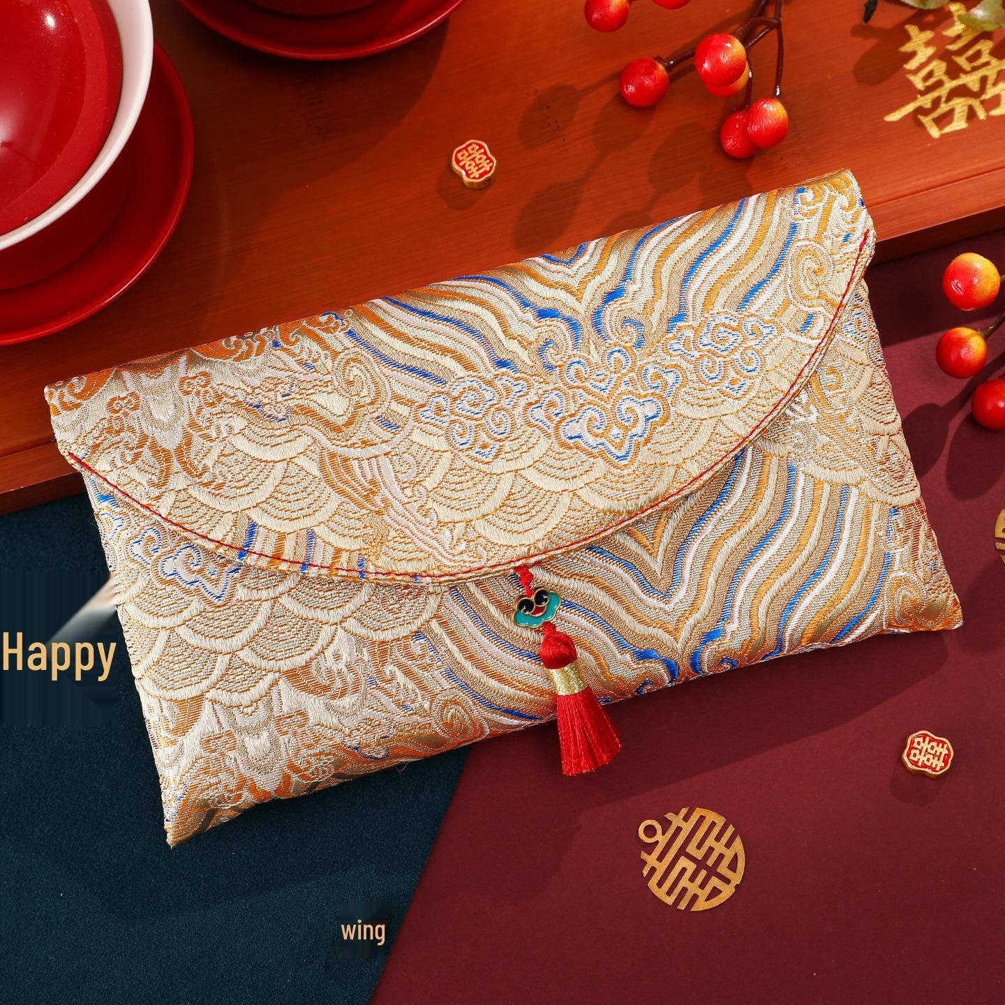 

Chinese Festive Red Envelope for Weddings & Birthdays - High-End Large Cloth Lai See Bag