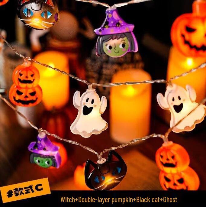 Colorful Halloween Pumpkin Bat Ghost String Lights for Spooky Decor