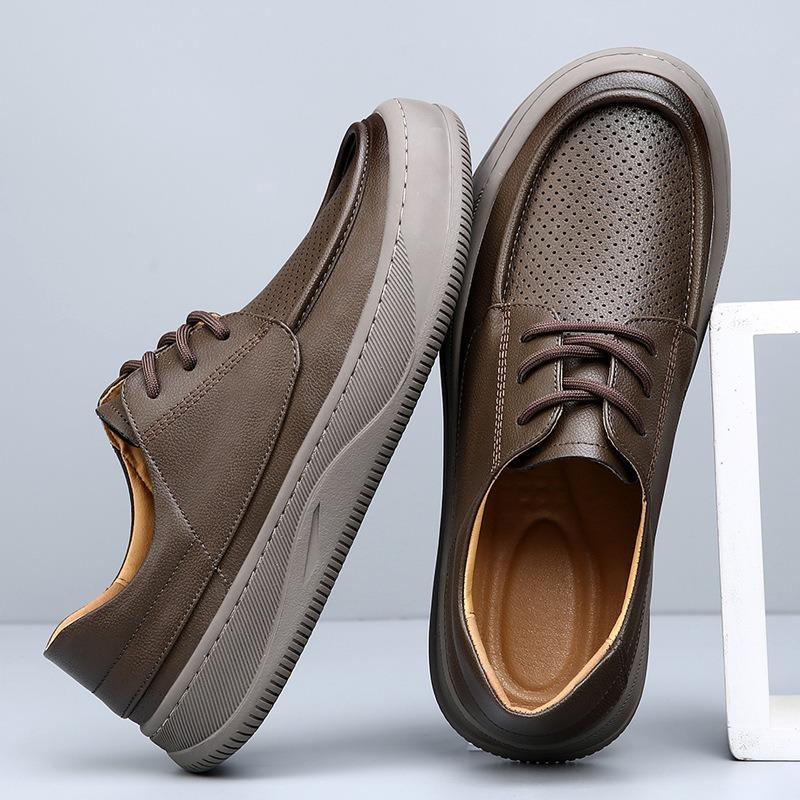 Summer new hollow men's shoes leather versatile thick-soled breathable business casual leather shoes men's trendy shoes ciphertext order