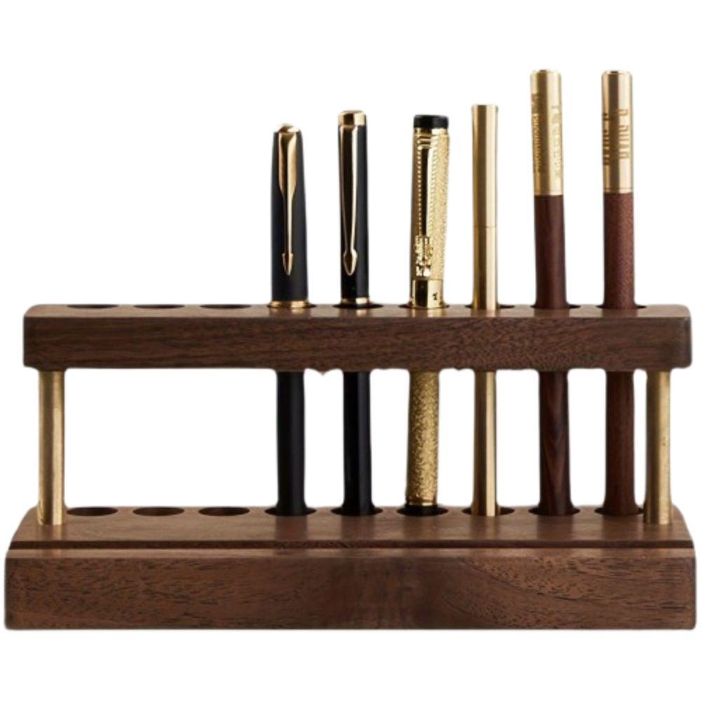 Creative Walnut Pens Holder 9/15 Slots Brush Display Case Toothbrush Holder  Desktop Ornaments
