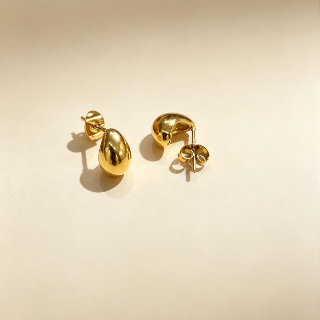 Titanium Steel Water Drop Stud Earrings: Geometric Design for Women