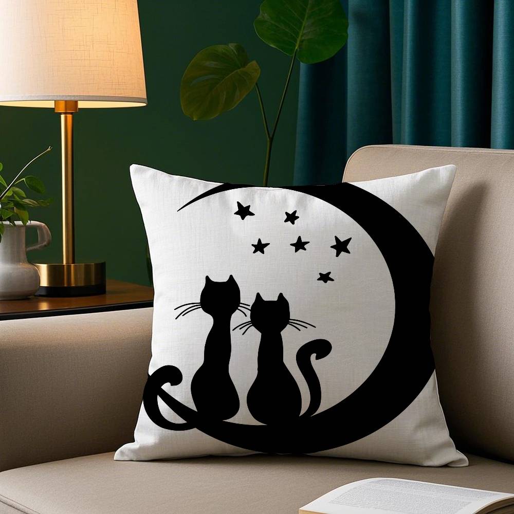 

Черный кот животное наволочка короткий плюш принт наволочка квадратные наволочки для дивана домашний декор 12x12Inch