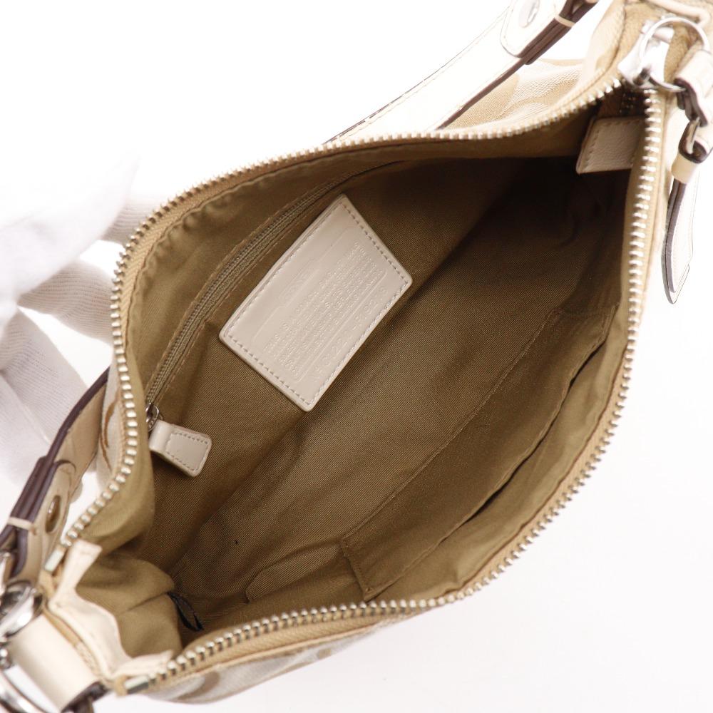 Coach Signature Shoulder Bag F19218 2WAY Beige Nylon Canvas Women Used